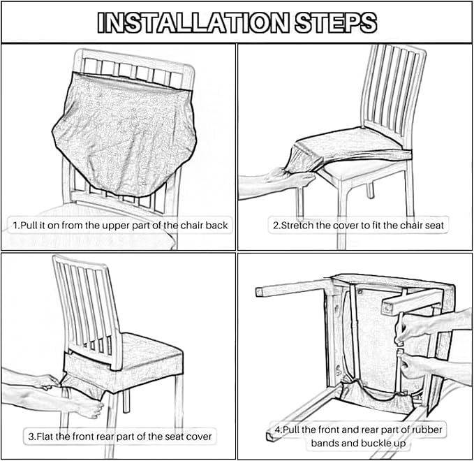 CWK Waterproof PU Leather Dining Chair Covers Set of 1-Stretchable Chair Seat Slipcovers, Removable & Washable Protector for Dining Room,Home,Office,Wedding,Rear Covers (PU-Grey)