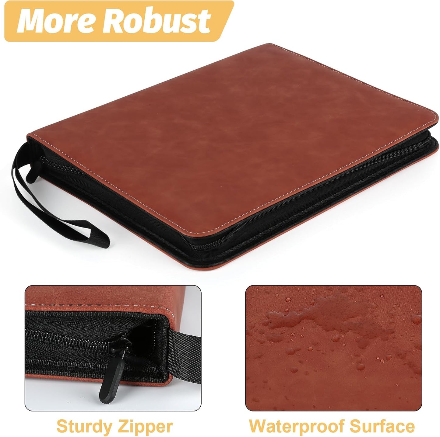 9 Pocket Card Binder, Premium Zip Trading Card Binder, 720 Double Sided Pocket PU Card Collection Binder, Collector Card Album, Card Folder for MTG, TCG, Sports Cards, Game Cards (Brown1)