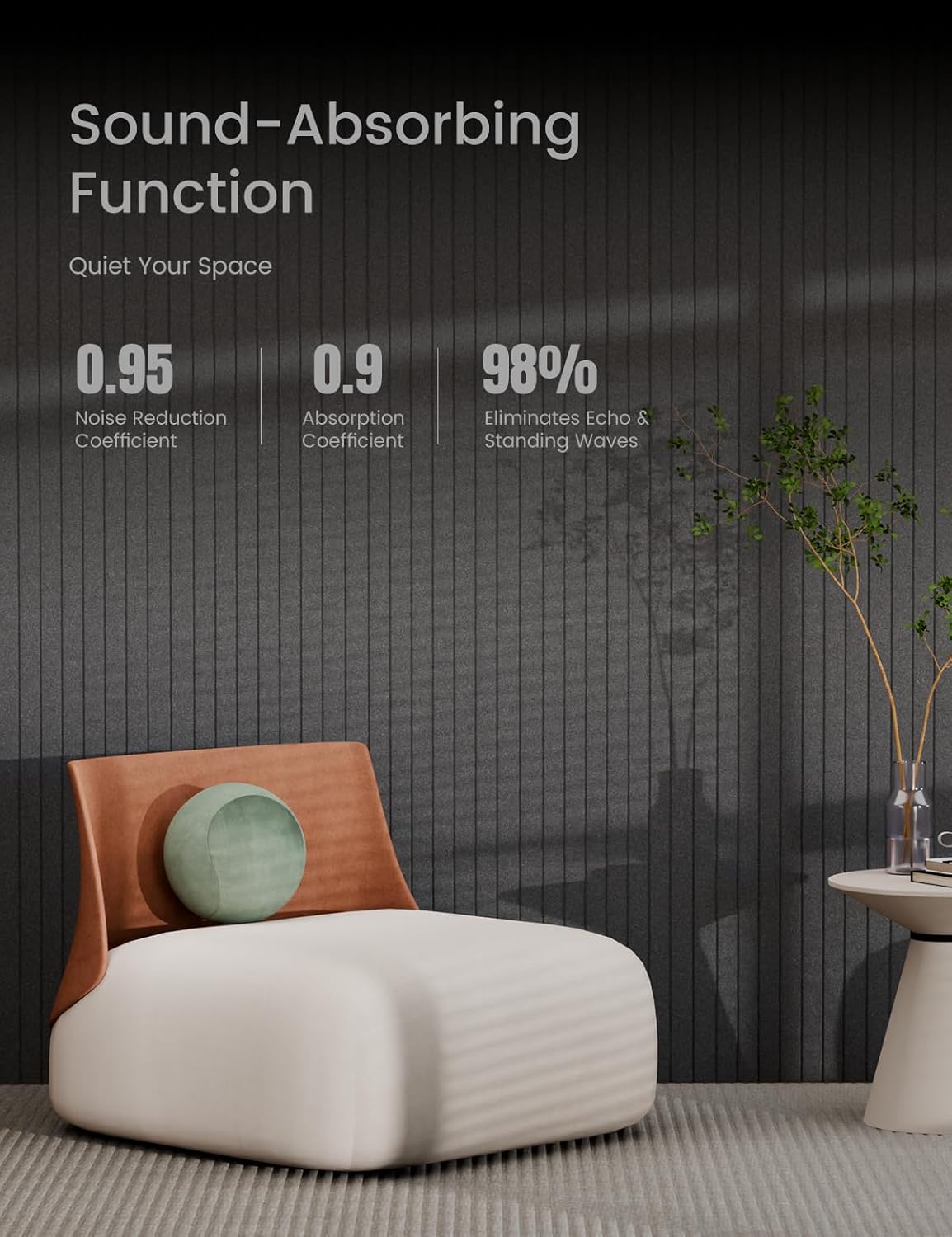 Bumusty Large Cork Board Alternative-36 x24 Felt Bulletin Board Tiles, with 30 Pushpins, 40 Adhesive Tabs, 6-Pack Slat Wall Paneling, Cork Boards for Office Push Pin Board Felt Board-Charcoal Gray