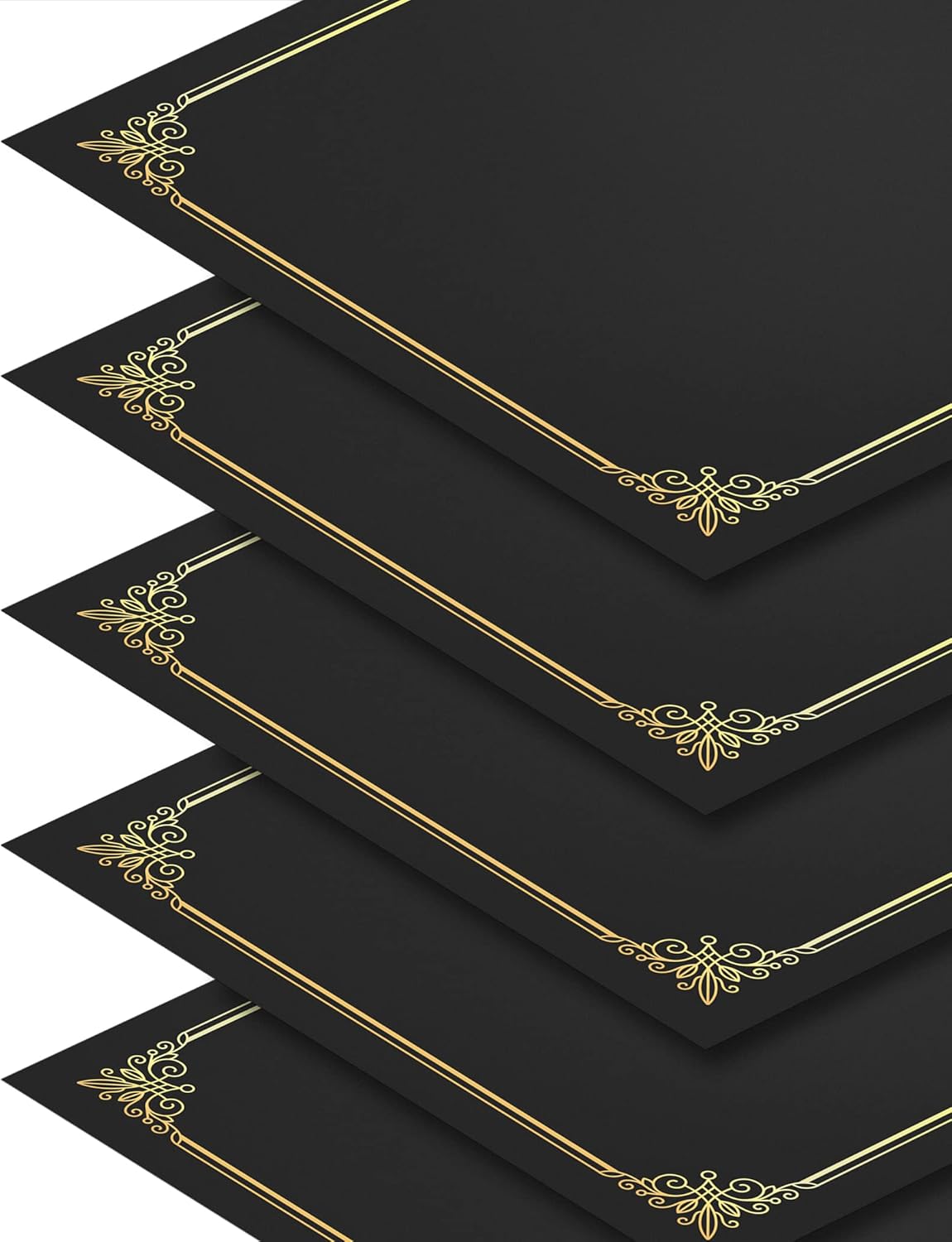 GNL Certificate Holders - 200 Packs Black Diploma Holders, Certificate Covers with Gold Foil Border, for Letter Size 8.5 x 11 Certificate Paper, Award, Graduation, Documents