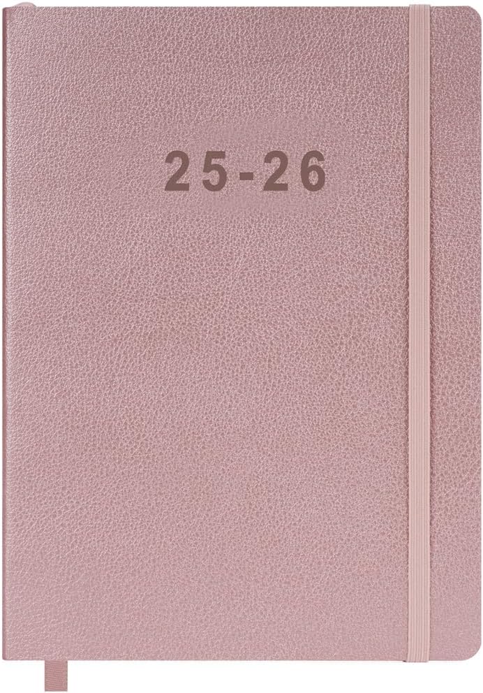 2025-2026 Planner - Weekly and Monthly Planner, Oct 2025 to Dec 2026, Vegan Leather Cover, Elastic Closure, 7”x9.25”, Rose Gold
