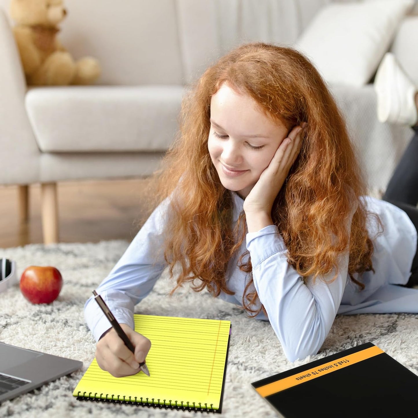 6 Pcs Legal Pad Top Spiral Bound Notebook 70 Sheets Wirebound Notepad Double Sided Ruled Memo Steno Pad with Stiff Back Cover for Business(8.5 x 11 Inches,No Holes,Bright Colors)