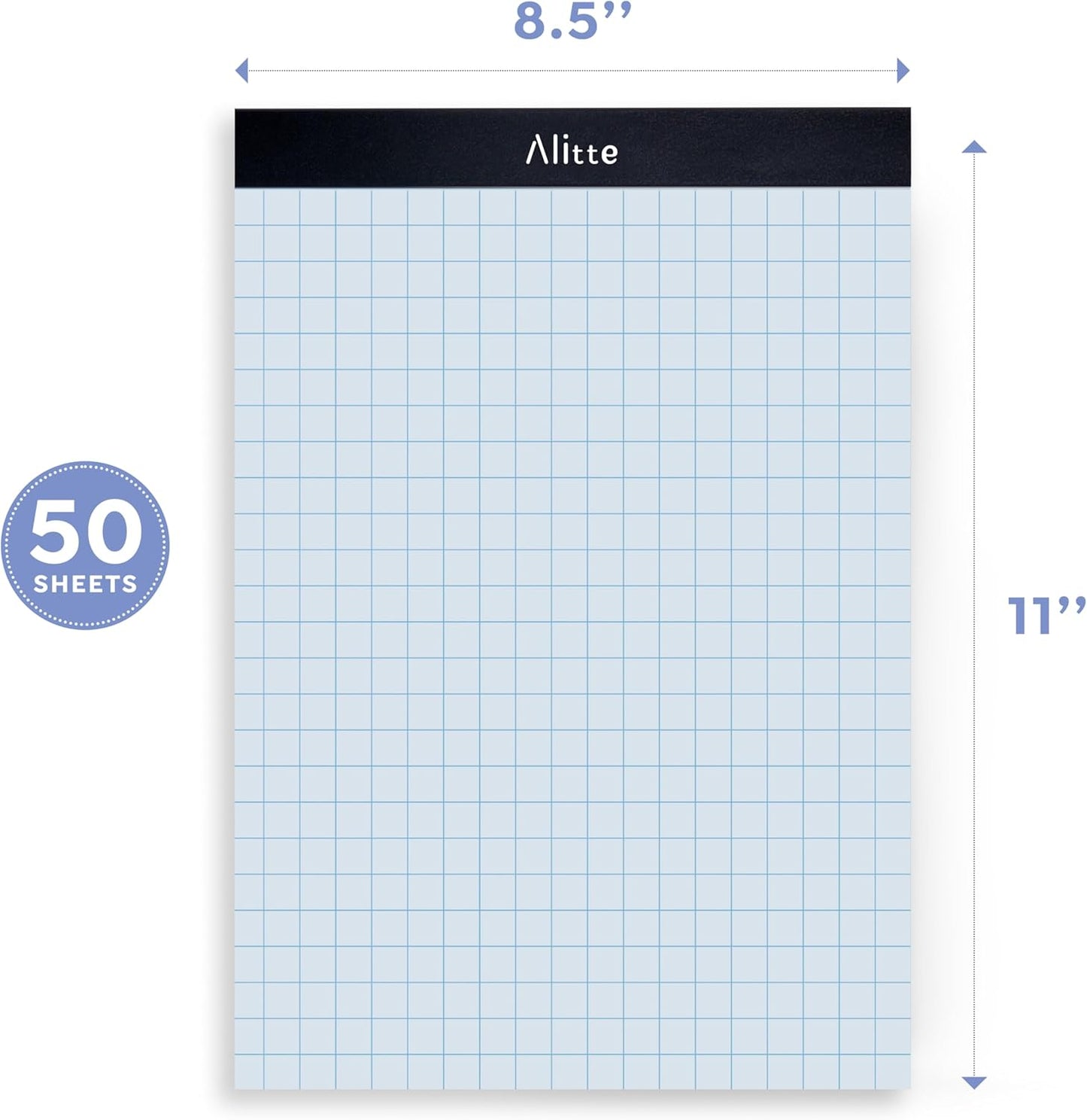 Graph Paper Pad, Pack of 12, White Letter Size - 2x2 Quad Grid Paper, Easy-Tear Perforations, 8.5 x 11 Cardboard Backing - Graph Notepads for School, Office -50 Sheets per Pad