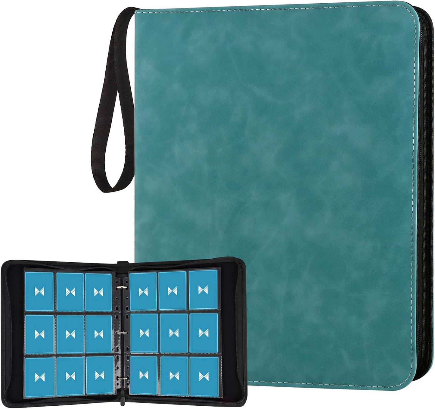 720 Card Binder, Premium Trading Card Binder, 9 Pocket Double Sided Pocket PU Card Collection Binder, Collector Card Album, Card Folder for MTG, TCG, Sports Cards, Game Cards (Lake Blue)