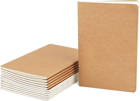 EUSOAR A5 Kraft Notebook, 12 Pack 5.5" x 8.3" 60 Pages Soft Cover Lined Notebooks Journal, Travel Notebook Journal, Drawing Notebook Notepad Sketchbook, Students Office Subject Diary Journal