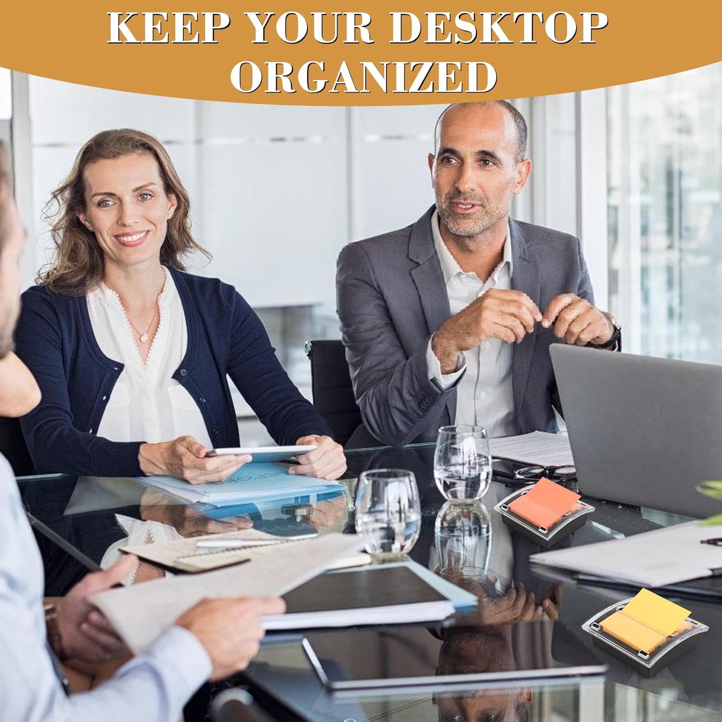 8 Pcs Pop Up Note Dispenser，Sticky Note Holder ，3 x 3 Inch，Clear Top and Black Base Sticky Notes Dispenser for School Office Home Store Classroom Desk Supplies