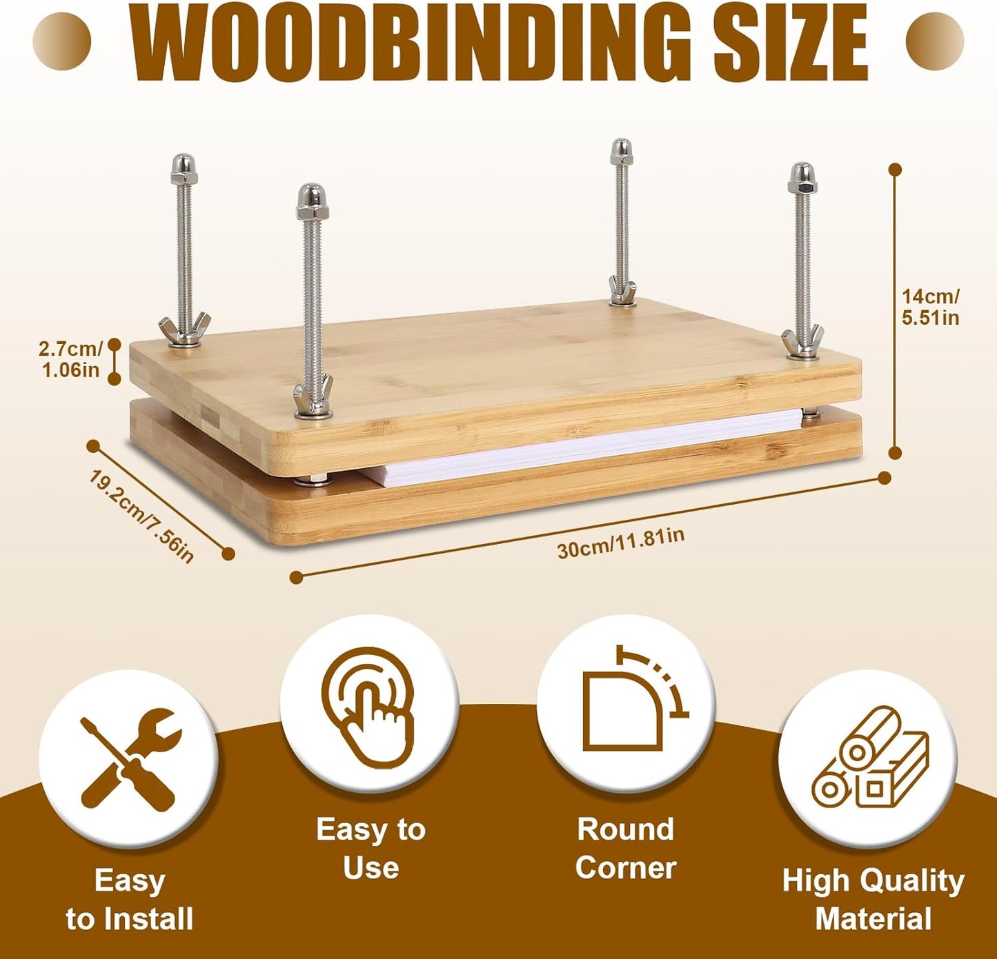 Book Binding Kits for Beginners, 7.9”x11.6” Inch Wooden Book Press, Bookbinding Kit Bookbinding Tools with Bone Folder, Awl, brush, Cloth, Needles for DIY Bookbinding, BookRepair, Handmade Crafts