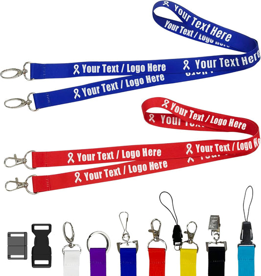 Custom Double Hook Lanyards Personalized 30-5000PCS with Text/Logo/Color, Customizable 2 Neck Straps Bulk with Safety Breakaway Clasp for Women Men Cruise Event, Business ID Badges Holder
