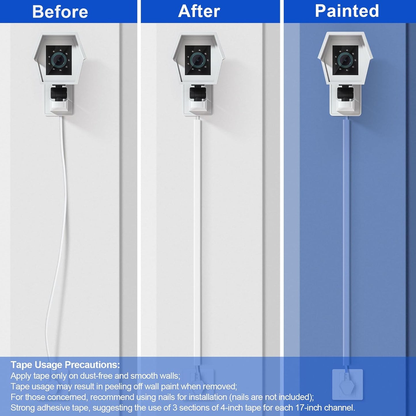 Cord Hider Wall for One Cord, 136in Wire Covers Wall, Easy Install Cable Cover Kit, Cable Raceway Beige, Wire Management Wall, 8X L17in W0.6in H0.4in