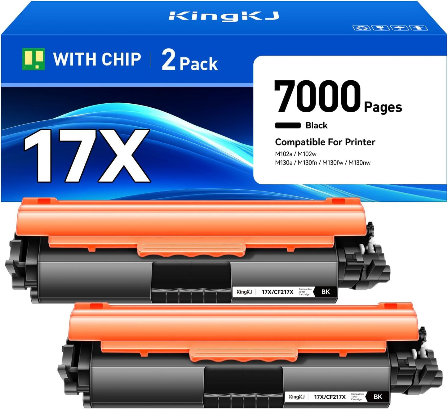 17X Toner Cartridge Black 2-Pack with Chip Replacement for HP 217A CF217A CF217X 17A Compatible with Laserjet Pro MFP M130fw M130nw M130fn M130a M102a M102w M130 M102 Ink Printer All-in-One Drum Unit