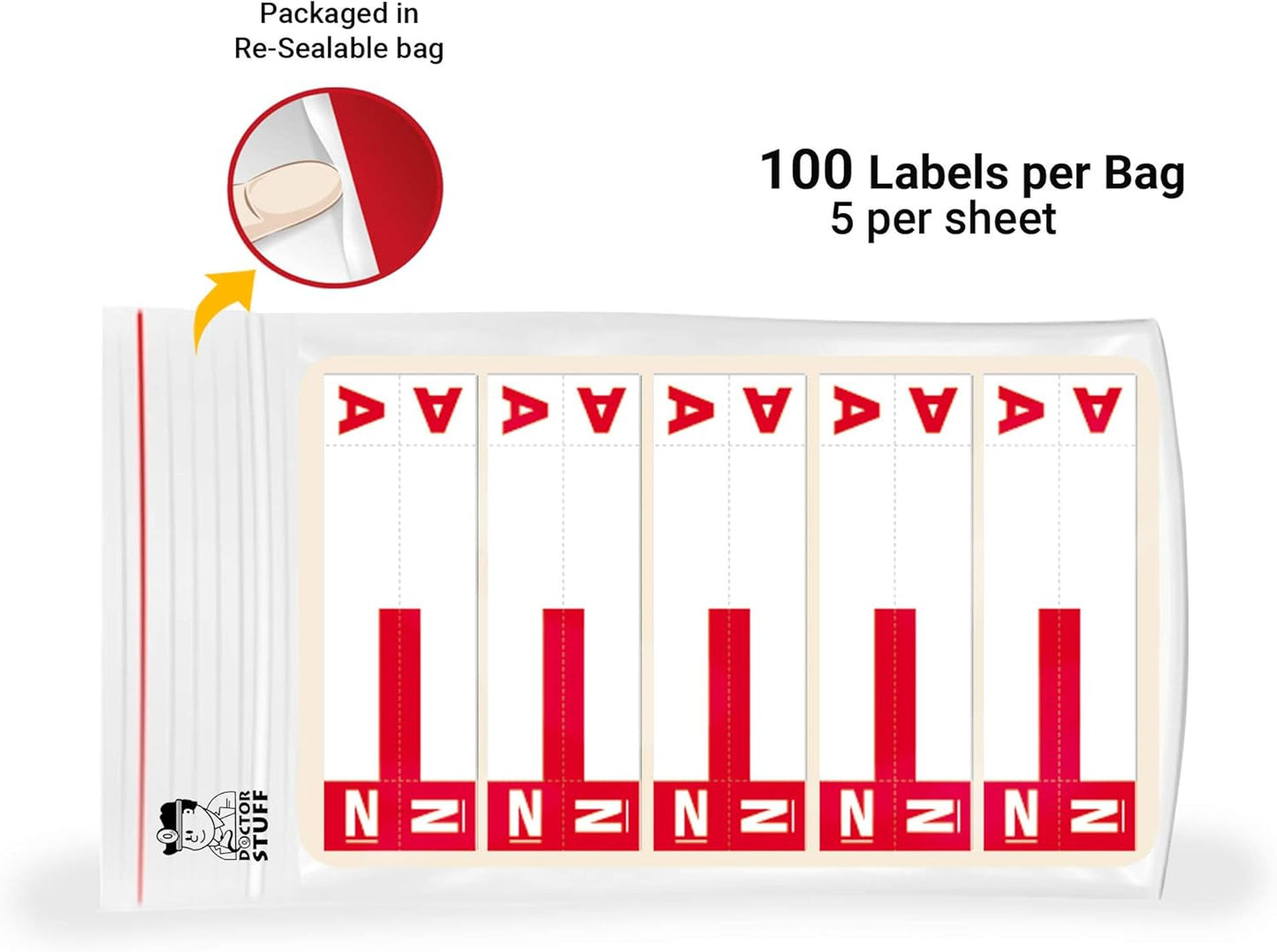 Doctor Stuff - File Folder Labels, Alphabet Letters, A/N, Compatible with Smead NCC - SNCC Series Alpha Stickers Red, 1-5/32" x 3-5/8, 100/Package