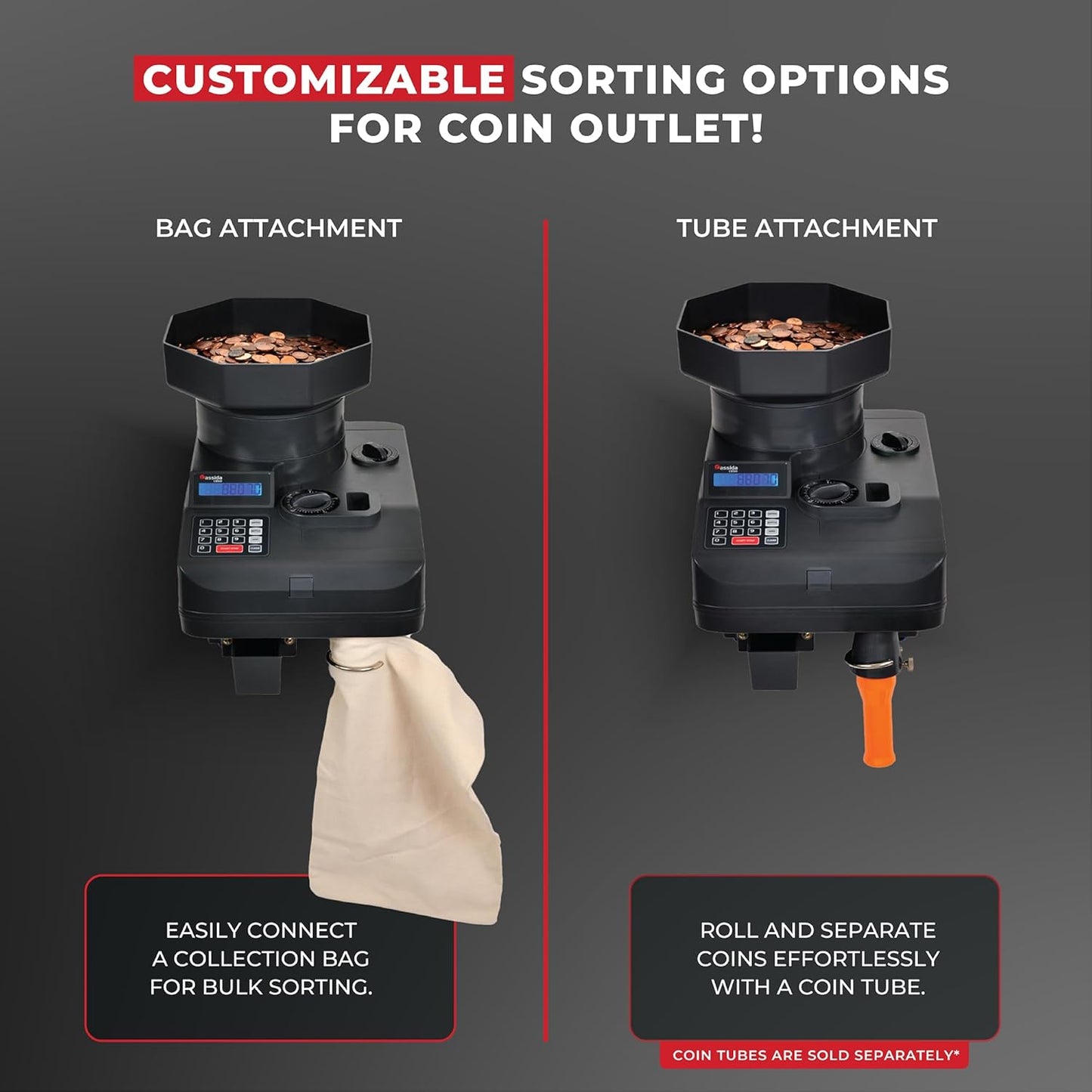 Cassida Heavy-Duty Coin Counter/Off-sorter (C-C850)