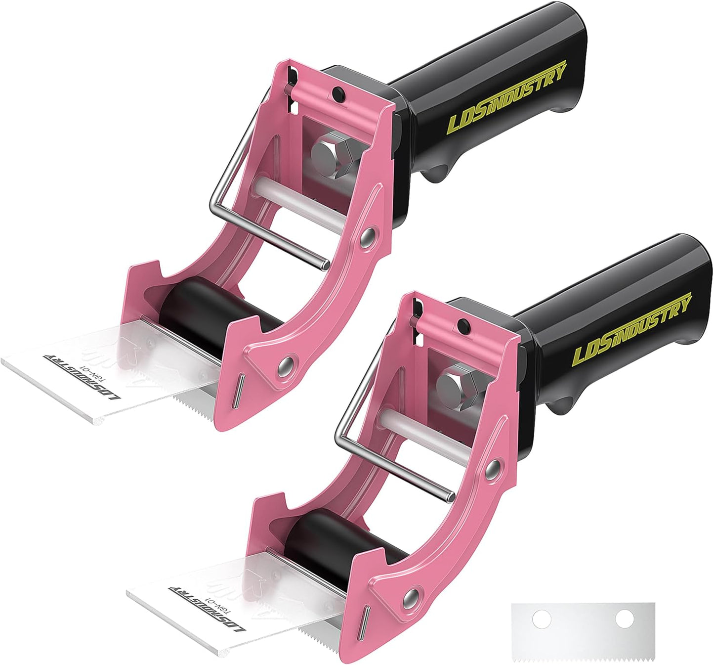 2 Pcs Rapid-Replace Packing Tape Dispenser Guns with Extra Blade, 2IN(50mm) Lightweight Ergonomic Industrial Handheld Heavy Duty Tape Cutter for Carton, Packaging and Box Sealing Pink