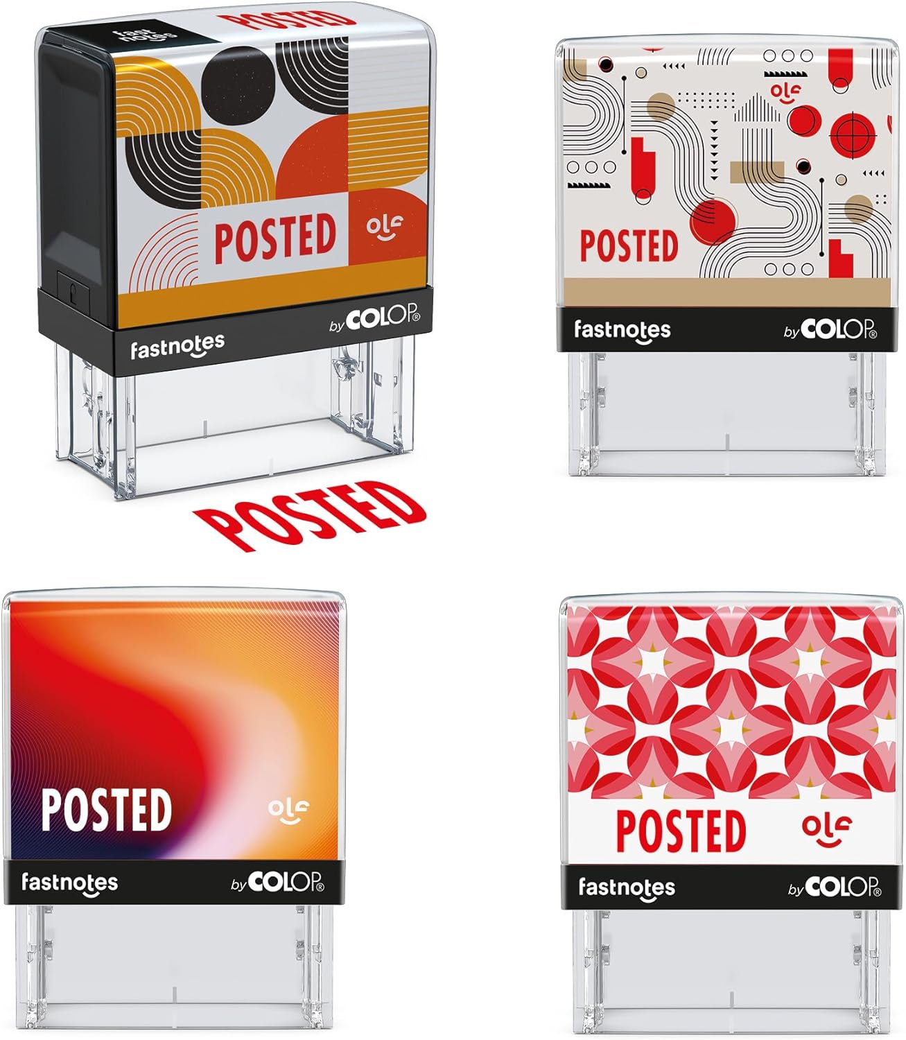 Fastnotes Posted Self-Inking Rubber Stamp by COLOP - Great for Office Documents, Notary, Warehouse, Accounting Paperwork, Business, and Legal Documentation - Red Ink (Posted- Red)