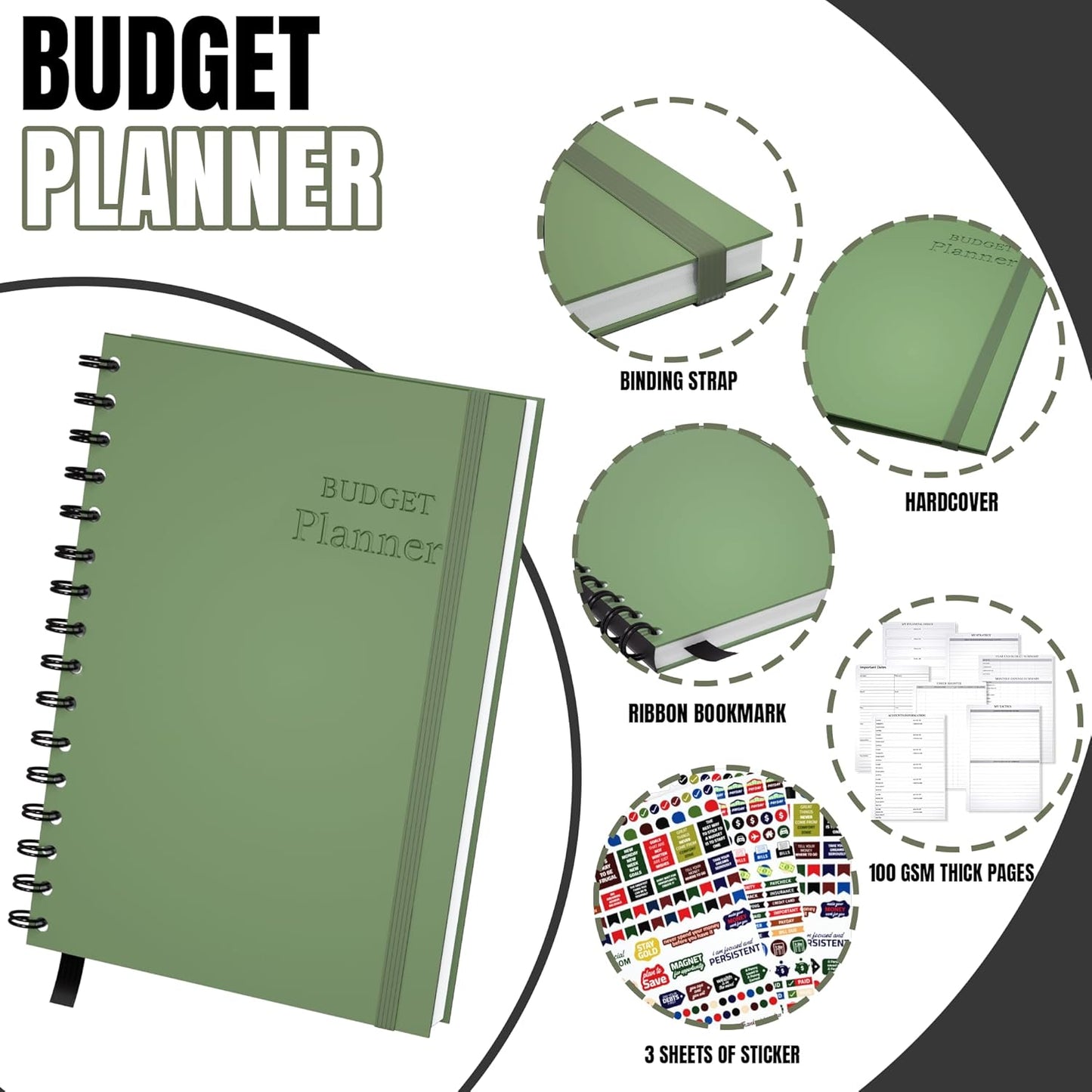 Budget Planner and Monthly Bill Organizer - Financial Planner Organizer Budget Book with Sticker Sheets - Bill Tracker Notebook | Budgeting Book with Debt, Saving and Expense Trackers - A5