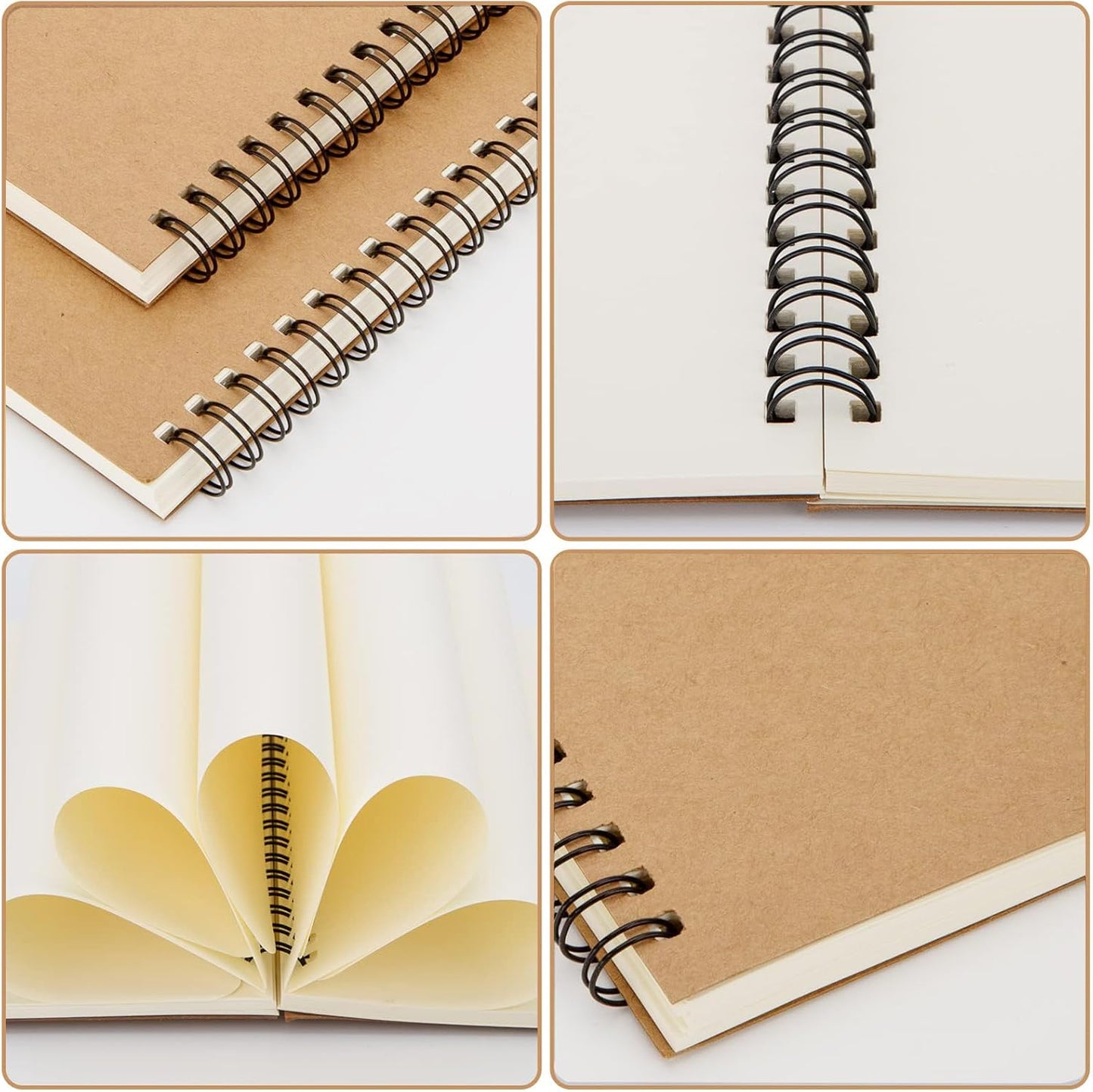 6 Pack Unlined Spiral Notebook for Work - A5 Blank Journals Note Books Bulk for School - Soft Cover Sketchbooks for Drawing Writing, Office Supplies, 60 Sheets/120 Pages,8.2" X 5.8"
