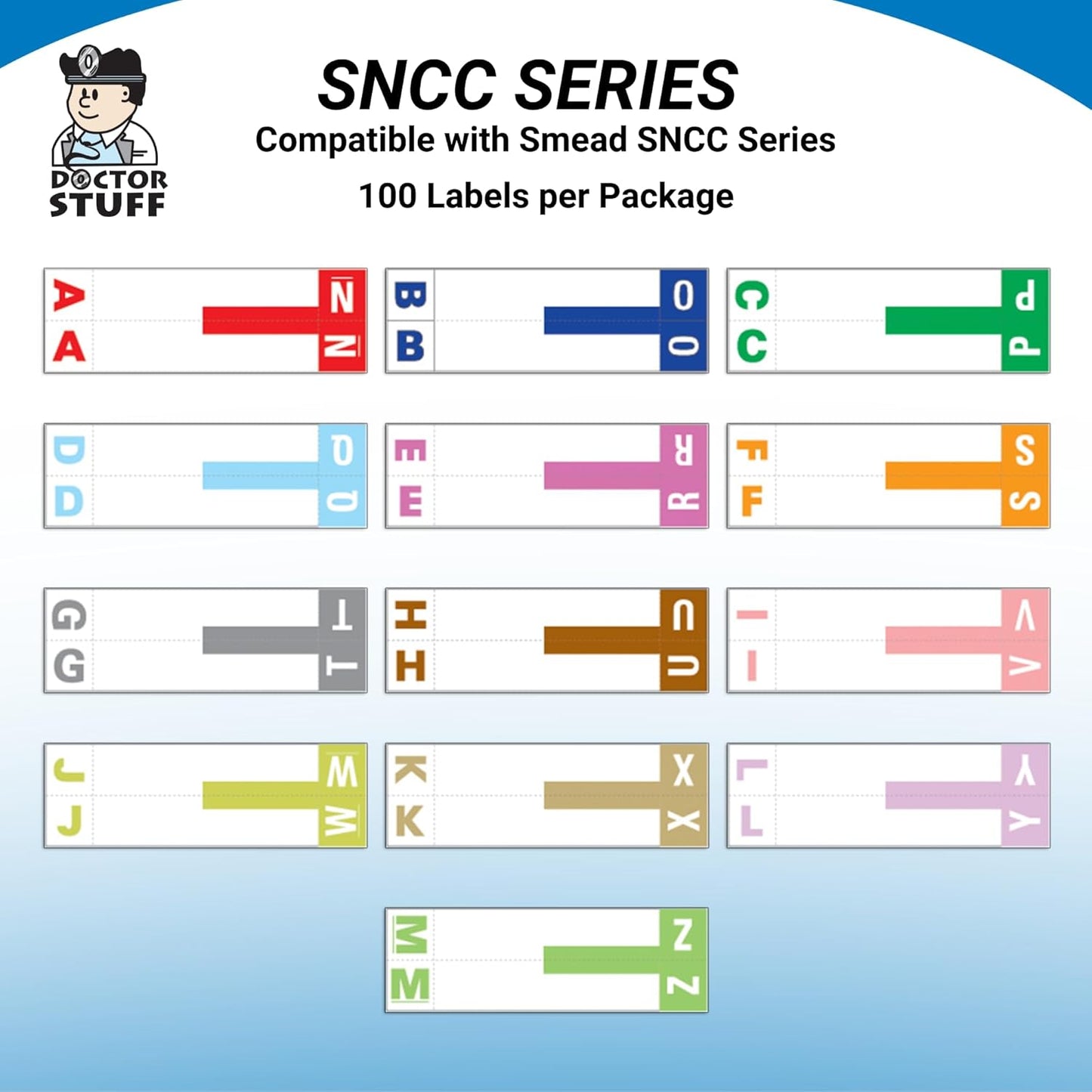 Doctor Stuff - File Folder Labels, Alphabet Letters, A/N, Compatible with Smead NCC - SNCC Series Alpha Stickers Red, 1-5/32" x 3-5/8, 100/Package