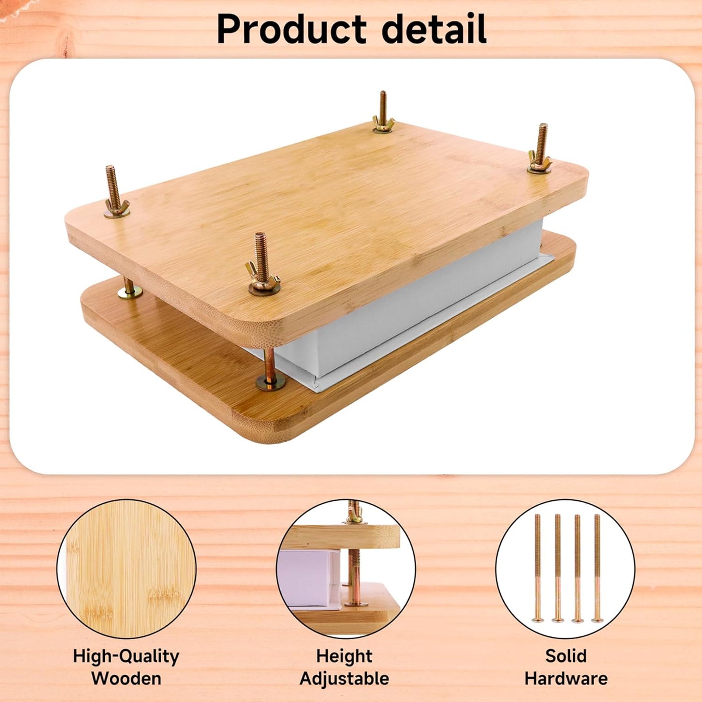 GeryVtee Wooden Book Press 11.6x7.87 inch Large Bookbinding Press Portable Binding Press for Binding Machine, Bookbinding Supplies for DIY Bookbinding Easy Assemble