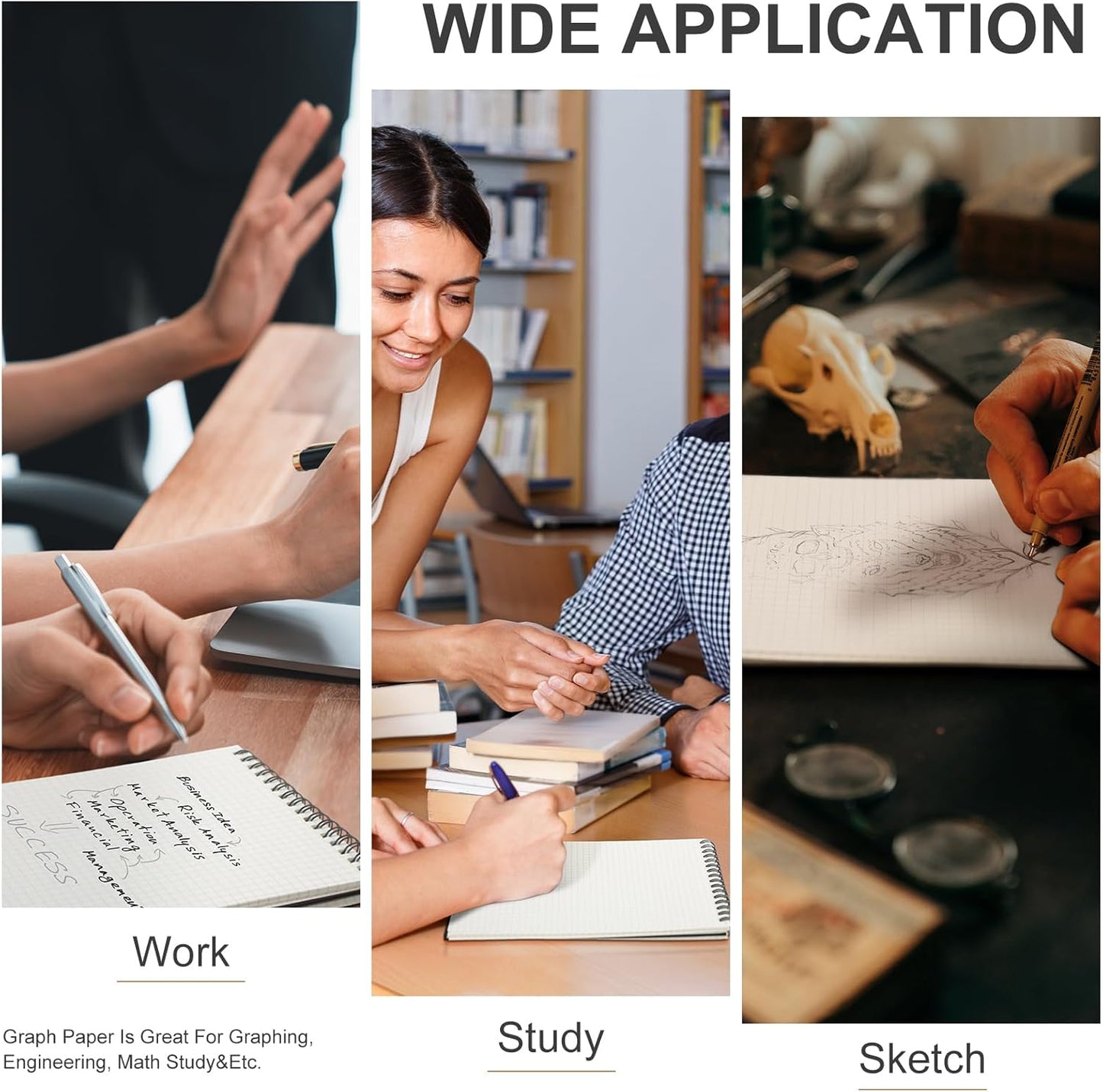 18 Pack Graph Paper Spiral Notepad A5 Top Wirebound Notepad Grid Notebook Steno Pads Memo Notebook Grid Paper 140 Pages for Writing Sketching Drawing Office Supplies (Black)