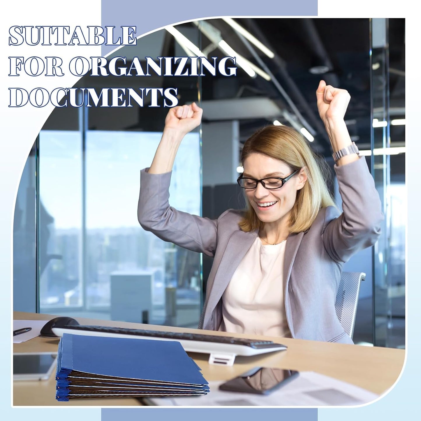 12 Pcs Classification Folders Letter Size, 3 Divider Pressboard File Folder with Fasteners, Expanding File Organizer Bulk for Teachers, Clergy, Office, Church, Christmas Donations (Dark Blue)