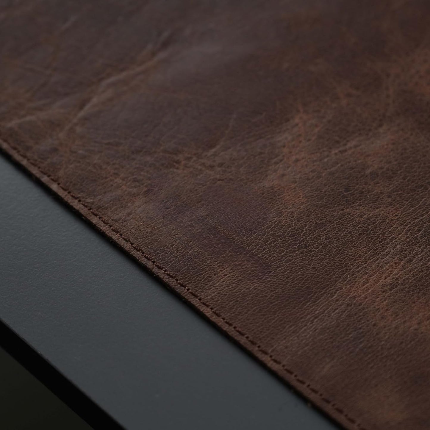 Jersey Genuine Calfskin Leather Desk Pad, Office Desk Mat with Non-Slip Bottom, Smooth Surface for Mouse & Keyboard, Desk Protector (36x19 inches) (Dark Brown)