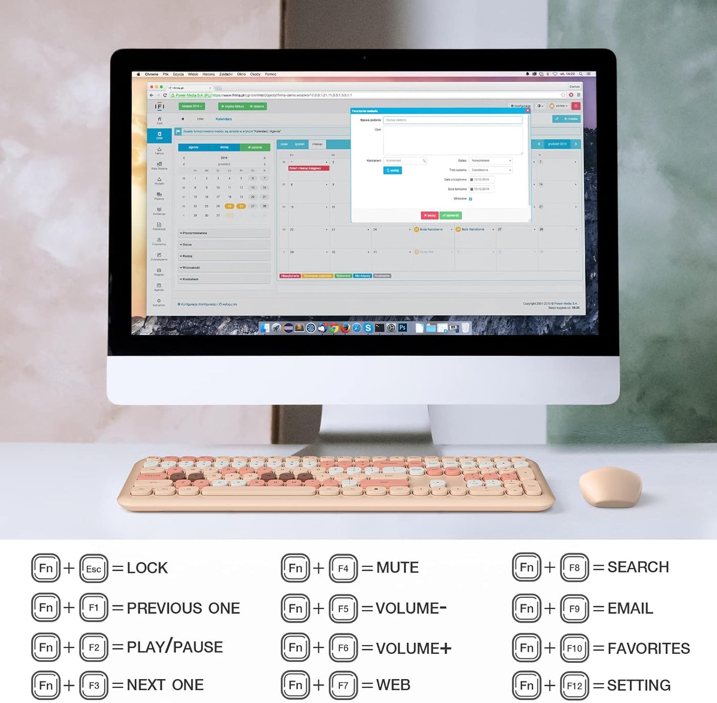 MOFII Wireless Keyboard Mouse Combo, Colorful Compact Full Size Wireless Keyboard and Mouse Set 2.4G Ultra-Thin Sleek Design for Windows, Computer, Desktop, PC, Notebook- Milk Tea Colorful