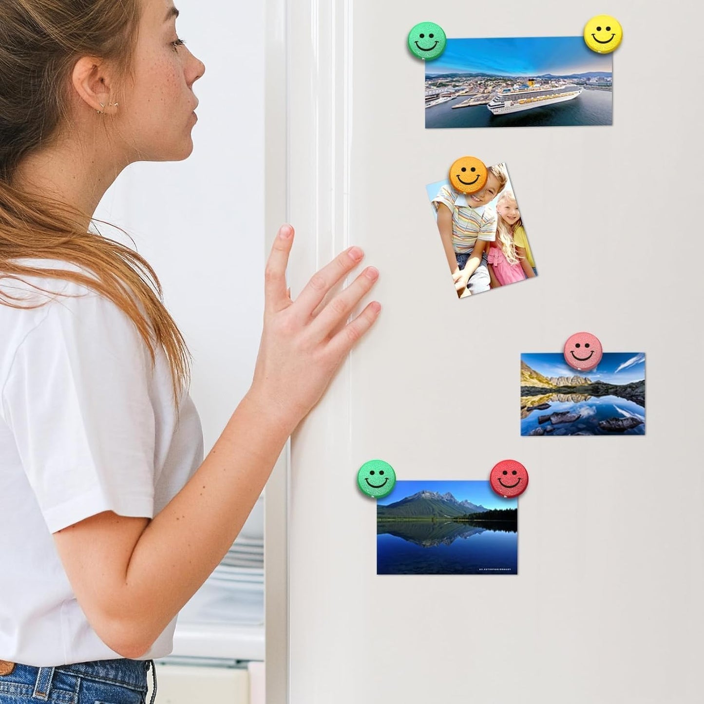 Qualsen Fridge Magnets, Funny Cute Refrigerator Magnets for Whiteboard, Locker, Office, Classroom (Smile-20pcs)