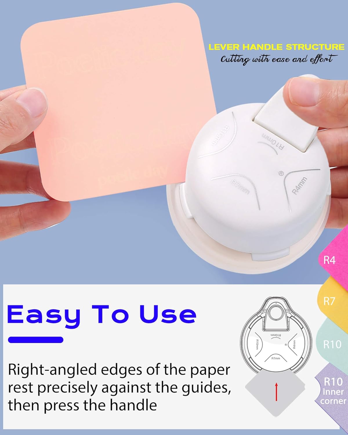 Corner Rounder Punch Cutter - 4-in-1 Paper Corner Punch, 3 Size Rounded Corners and 1 Concave Corner with Bottom Paper Shreds Collection (White)