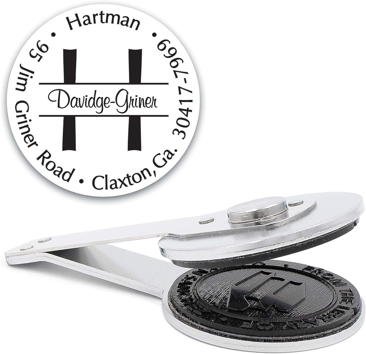 Custom Monogram Address Desk Embosser - Personalized Round Seal - Insert Only - Style EMD-026