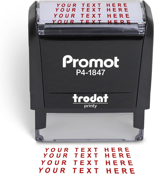 Promot Self Inking Custom Stamp - Up to 4 Lines of Personalized Text, Customized Address Stamp with Easy to Change Ink Cartridge (Medium)