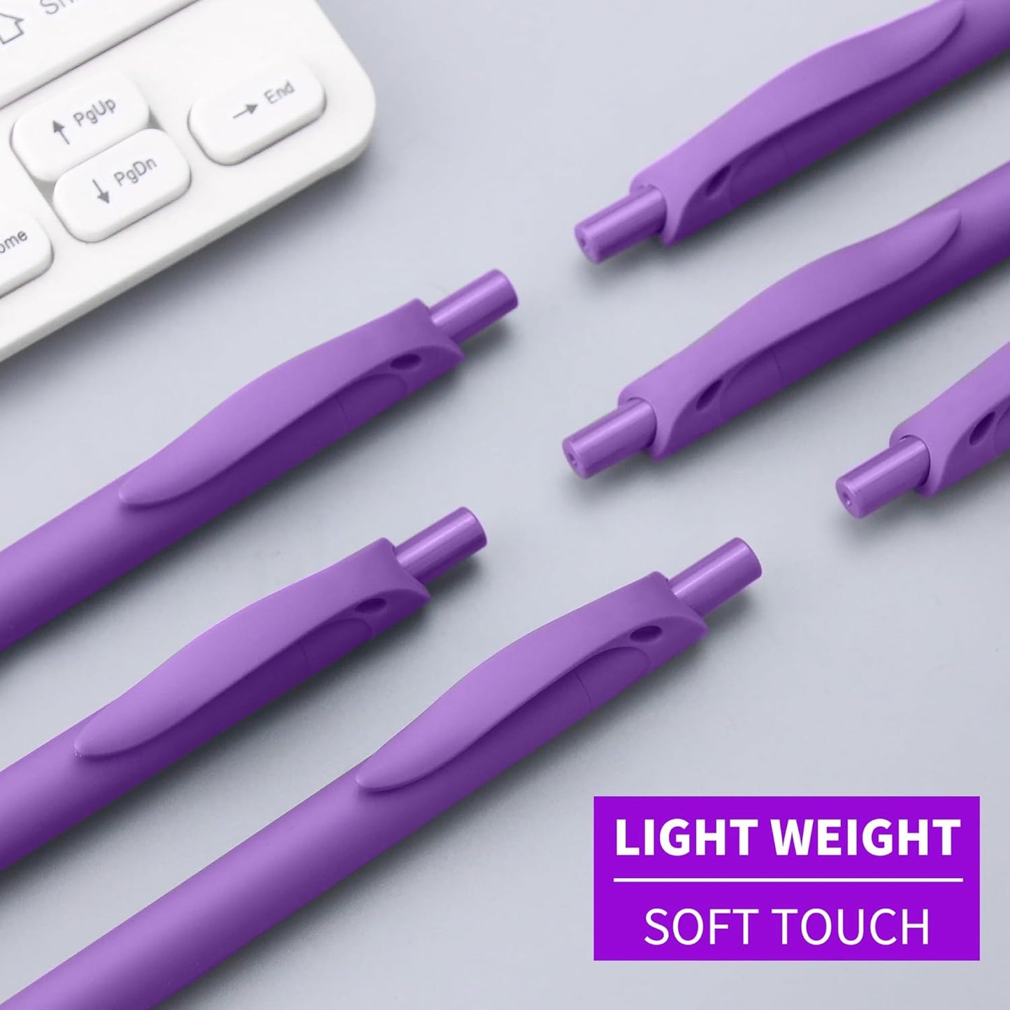 deegtran Retractable Ballpoint Pens, 50 Pack, Medium Point, Purple Ink, Soft Grip, No Bleed, Smooth Writing, Retro Style, Unisex, Ambidextrous