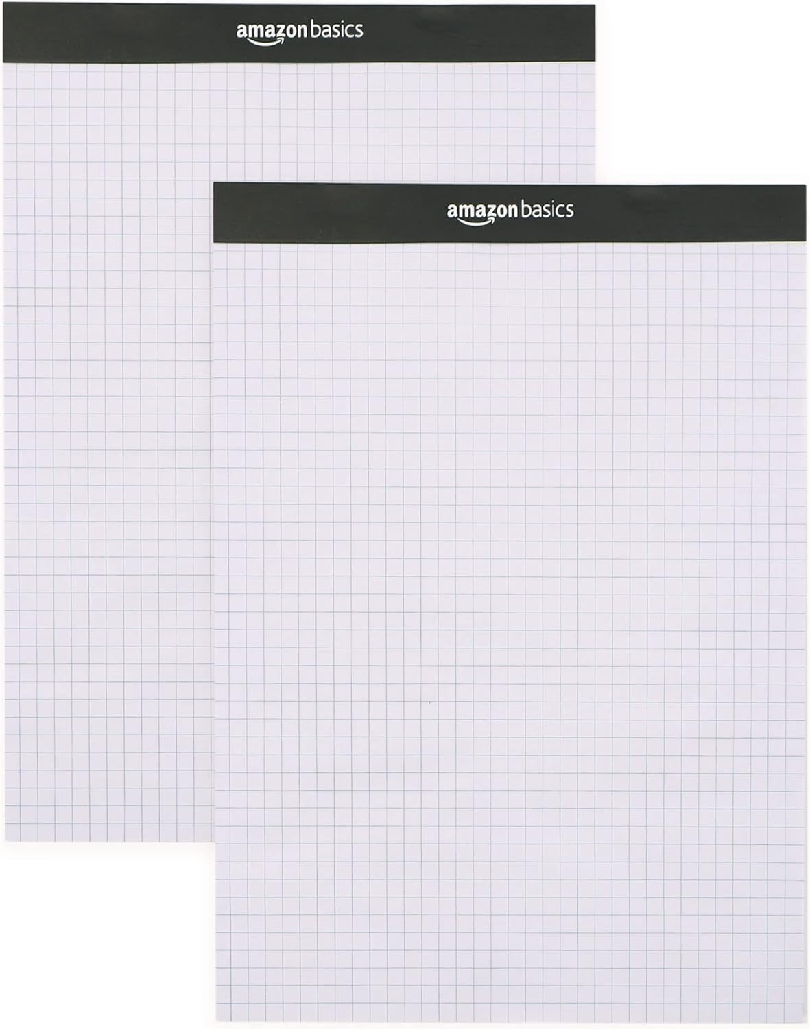 Amazon Basics Quad-Ruled Graph Paper Pad, Pack of 2, 8.5 Inch x 11.75 Inch, 100 Sheets/Pad, White