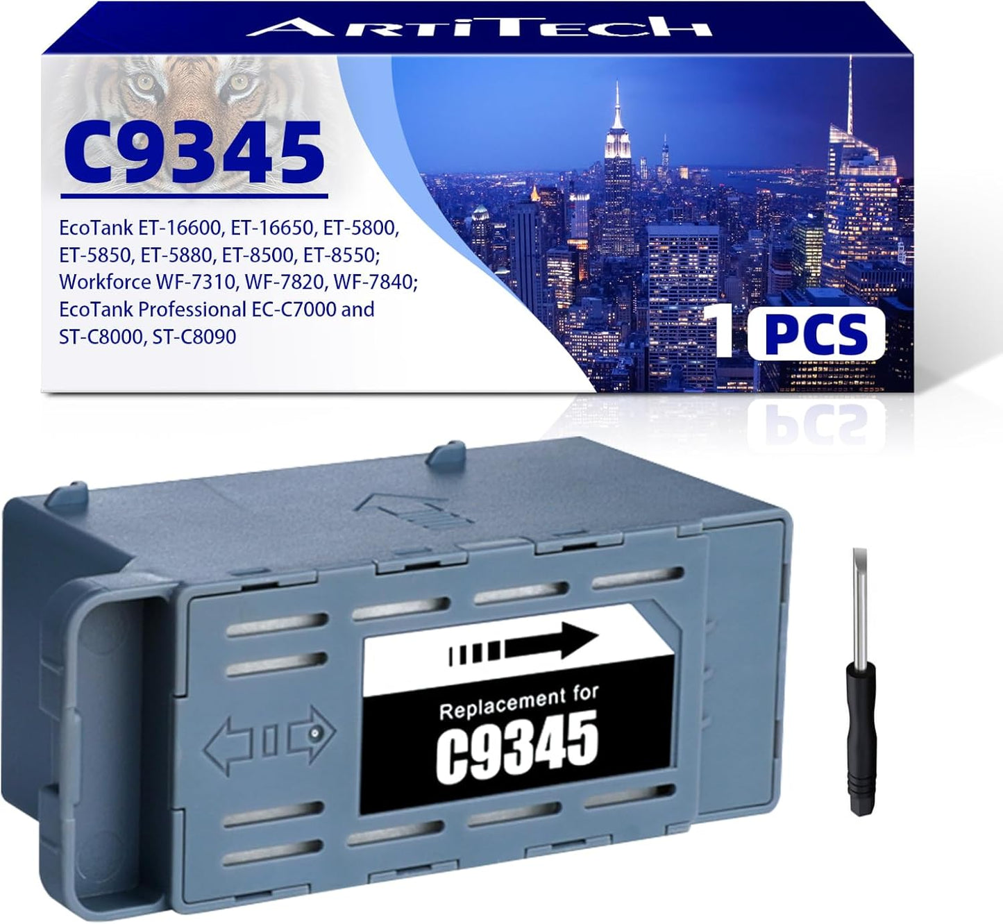 C9345 Ink Maintenance Box Replacement for WF-7840 ET-8550 ET-5850 ET-5880 ET-8500 WF-7820 WF-7310 ET-5800 EC-C7000 ST-C8000 ST-C8090 ET-16650 ET-16600 (C12C934591/PXMB9/C9345,1 Pack)