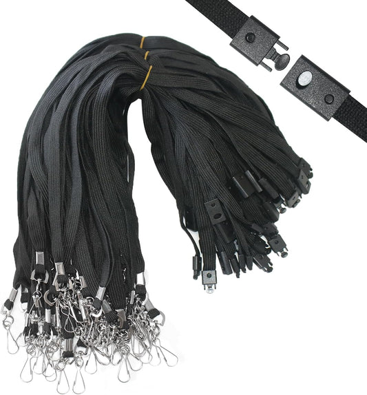 60 Pcs Breakaway Lanyards Safety Black Lanyard with Swivel J Hook Premium Bulk Flat Lanyards 36" for ID Name Badge Holder, ID Badges Cruise, School, Students, Coach, Festival and Hang Keys