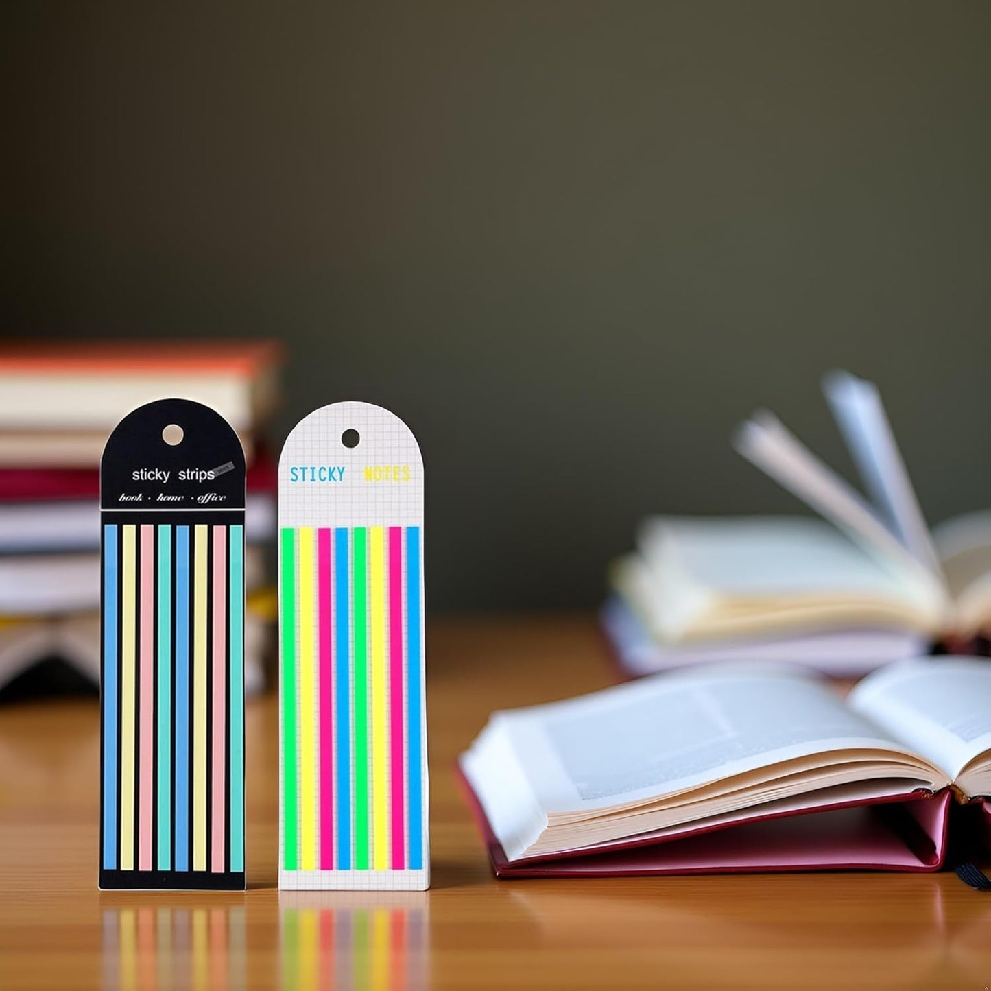 320Pcs Transparent Highlighter Tapes，Removable Sticky Tabs for Annotating Books, Long Strips Page Markers Tabs with Scissor, Neon Clear Index Tabs Sticky Notes Office School Supplies