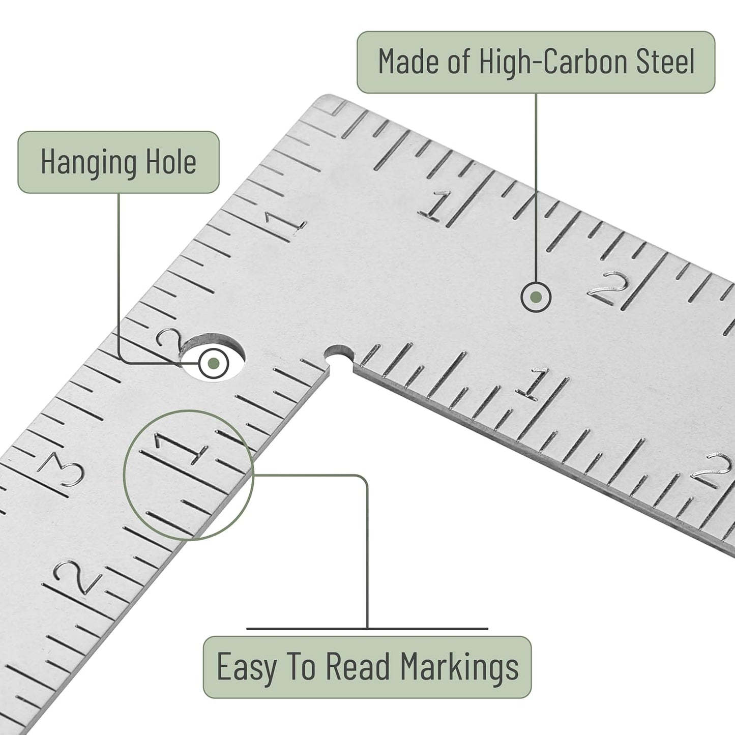 Mr. Pen- Framing Square, 8 x 12 Inch, Silver, Right Angle Ruler, L Shape Ruler, Metal Square