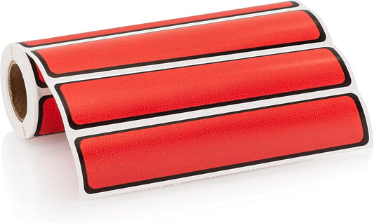 Carstens Adhesive Sticker Labels, 5 3/8” x 1”, Binder Labels for 1” Ring Binder Spines, Red, Roll of 200