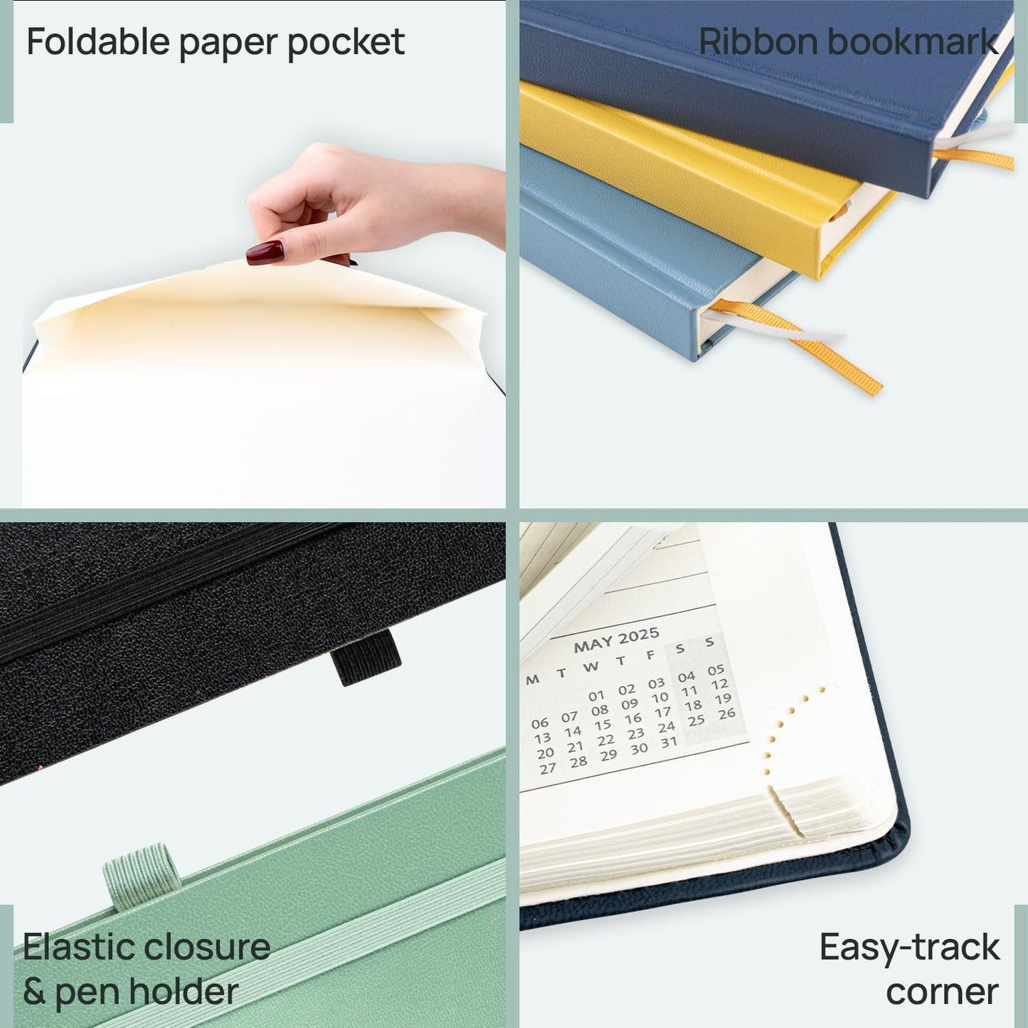 POPRUN 2025-2026 Daily Planner One Page Per Day (Large - 8.25'' x 12'') - Academic Calendar (July 2025 - June 2026), 2025 Day Appointment Book with Monthly Tabs, Hardcover - Haze Blue