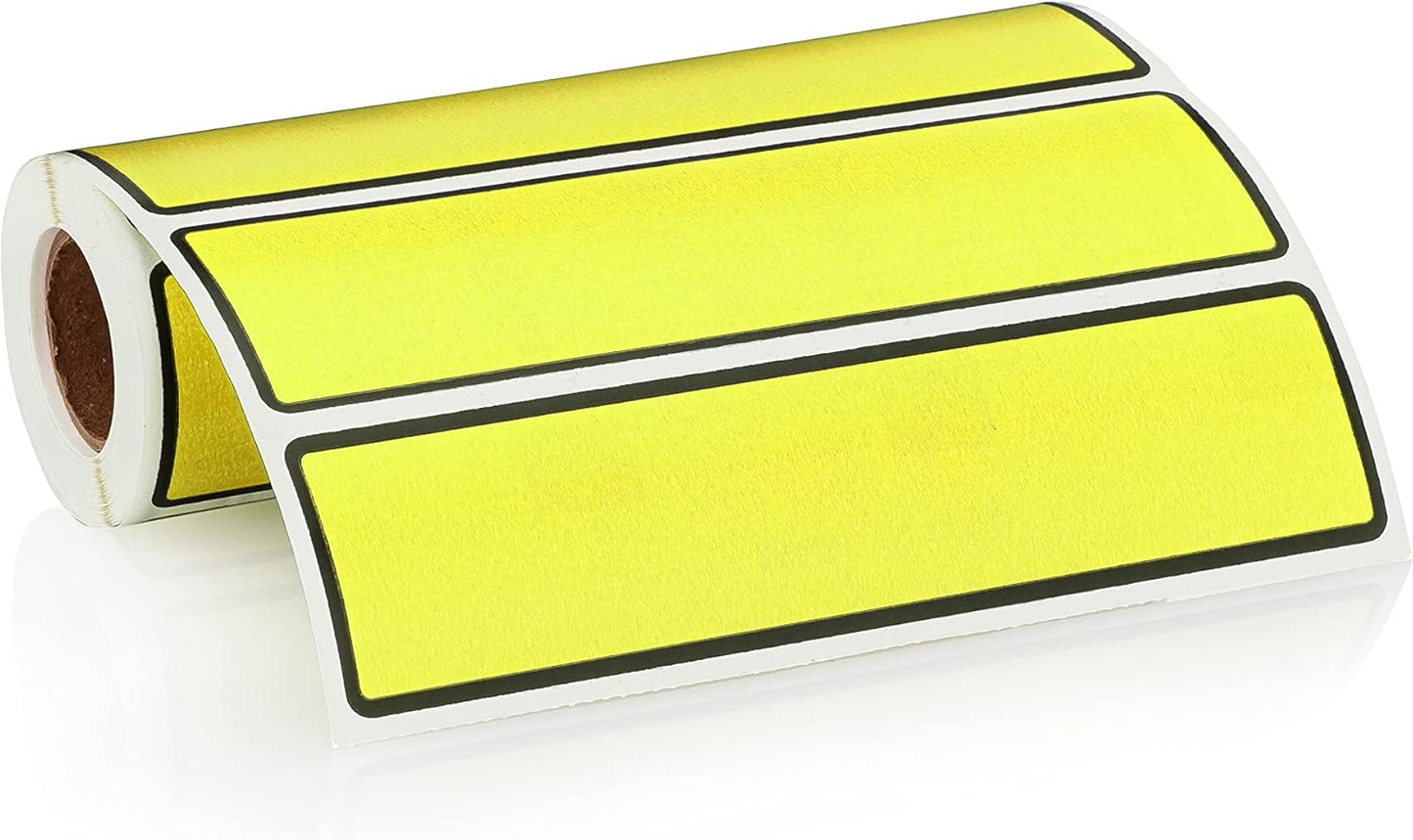 Carstens Adhesive Sticker Labels, 5 3/8” x 1 3/8”, Binder Labels for 1.5” – 4” Ring Binder Spines, Yellow, Roll of 200