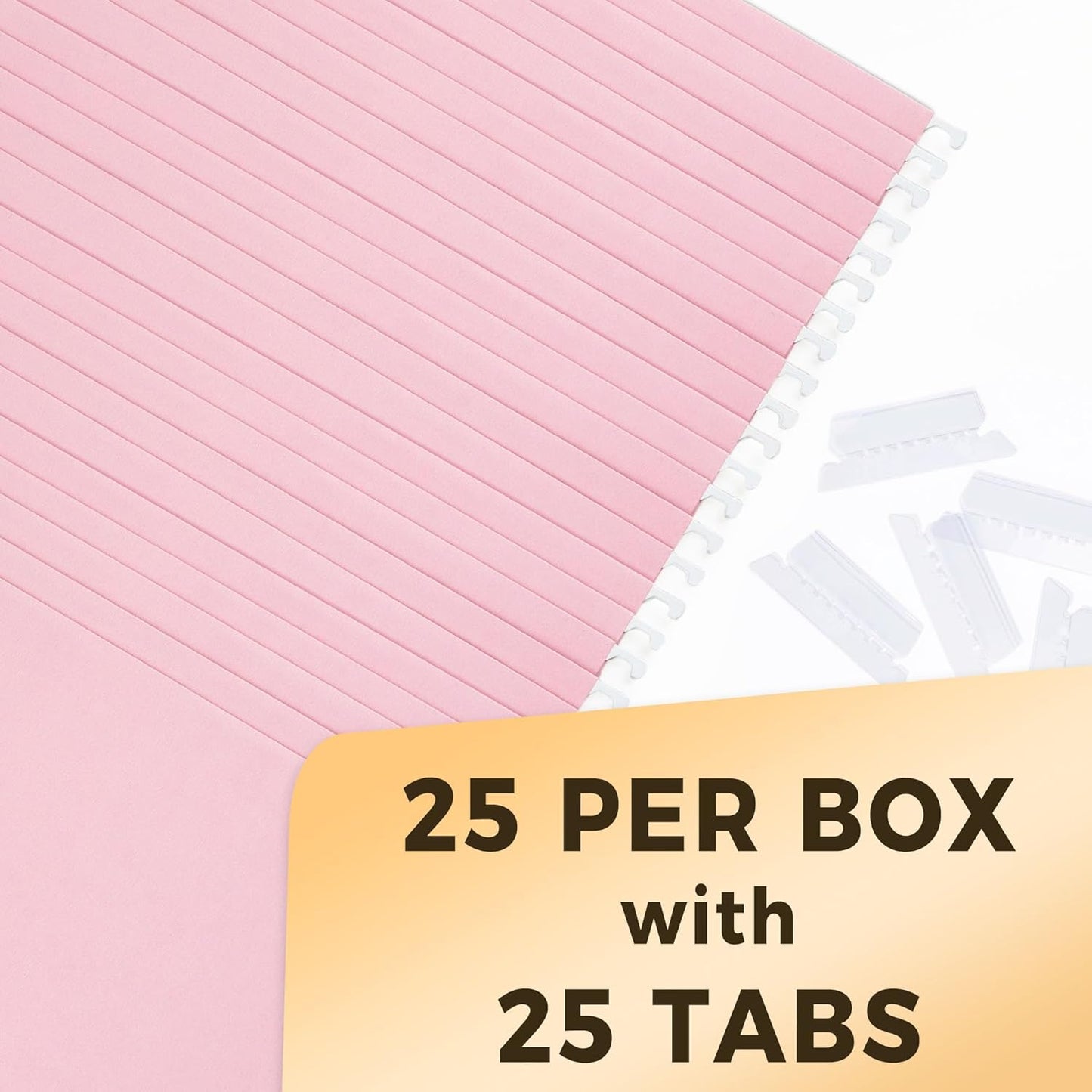 SUNEE 25 Pack Hanging File Folders, Pink Folders, Hanging File Folders Letter Size with 1/5-cut Tabs, Stay Organized for Your Home and Office Bulk File and Documents