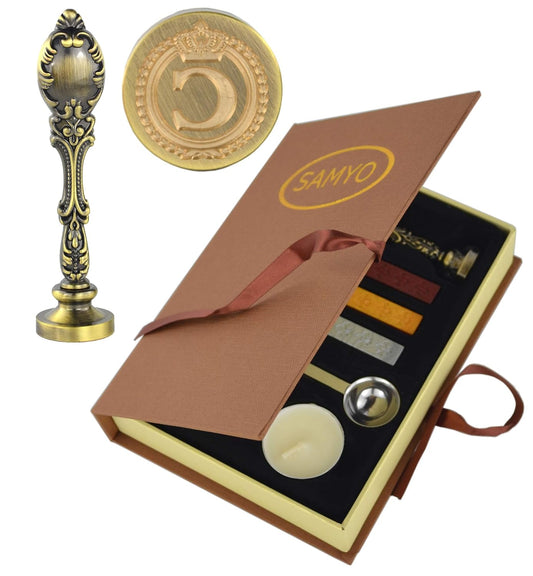 Samyo Creative Romantic Stamp Maker Classic Old-Fashioned Style Brass Color Wax Seal Sealing Stamp Vintage Antique Alphabet Initial Letter Set - (Letter C)