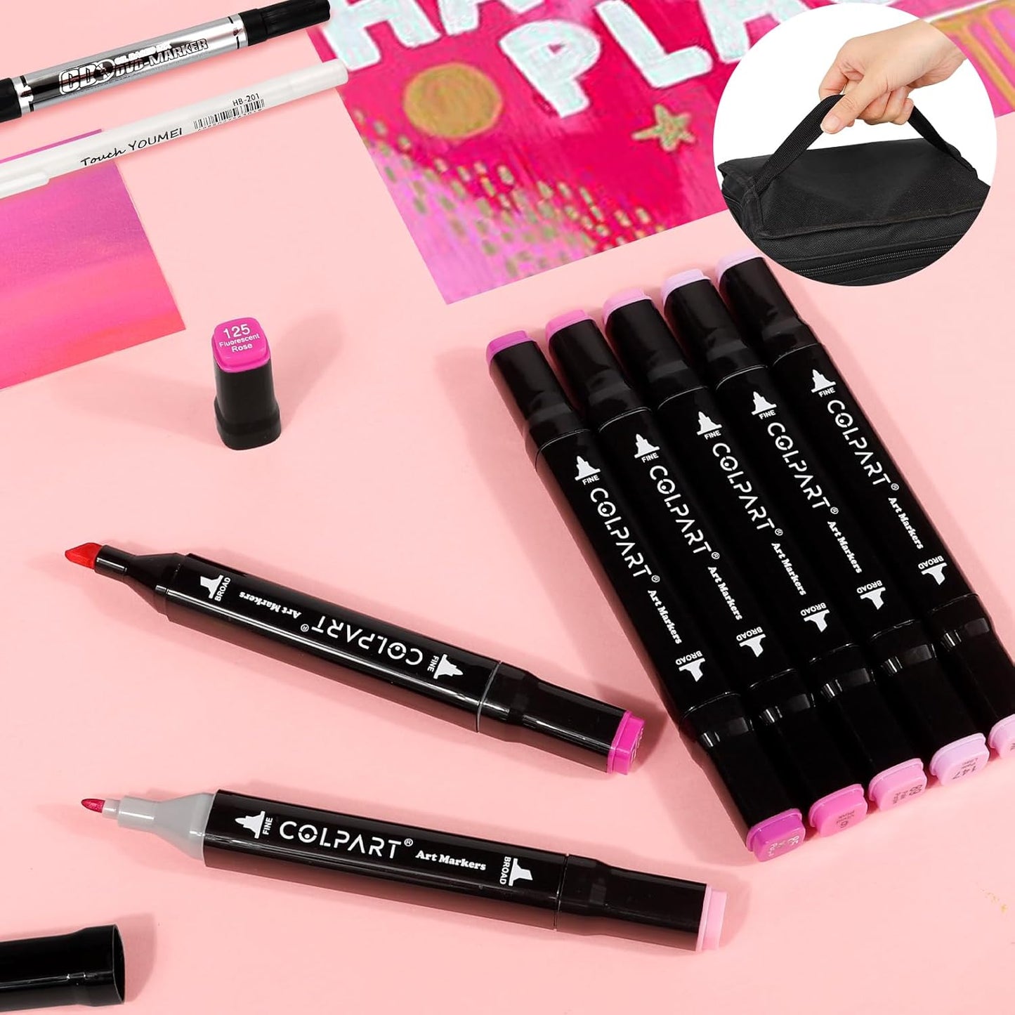 120 Colors Alcohol Markers Set Dual Tip Art Markers for Kids Marker Pens with Pen Holder and Case for Adult Painting Supplies Perfect for Painting, Coloring Book, Sketching and Drawing