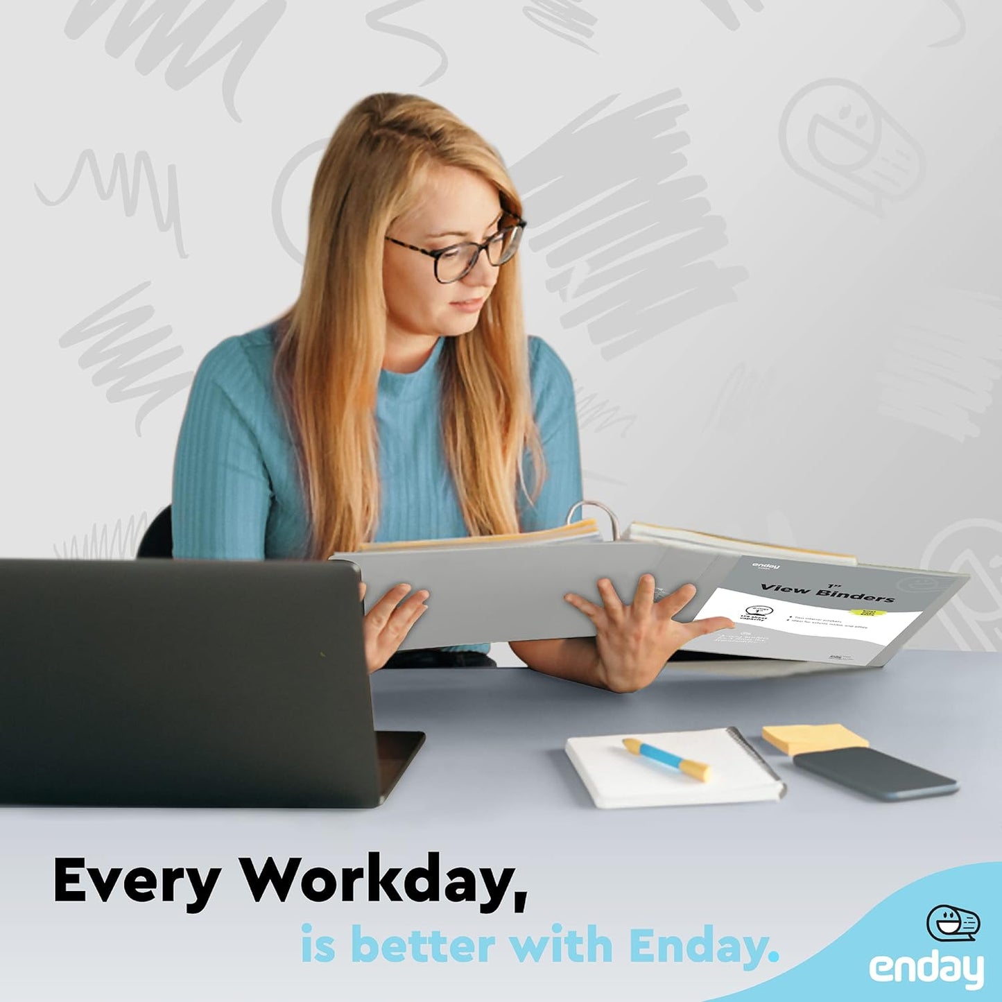 3 Ring Binder Grey, 1 Inch, 1” Clear View Cover with 2 Inside Pockets Round Ring Binder, Colored School Supplies Binders, Also Available in Pink, Blue, Purple, Green, and Red (6 PC) – by Enday