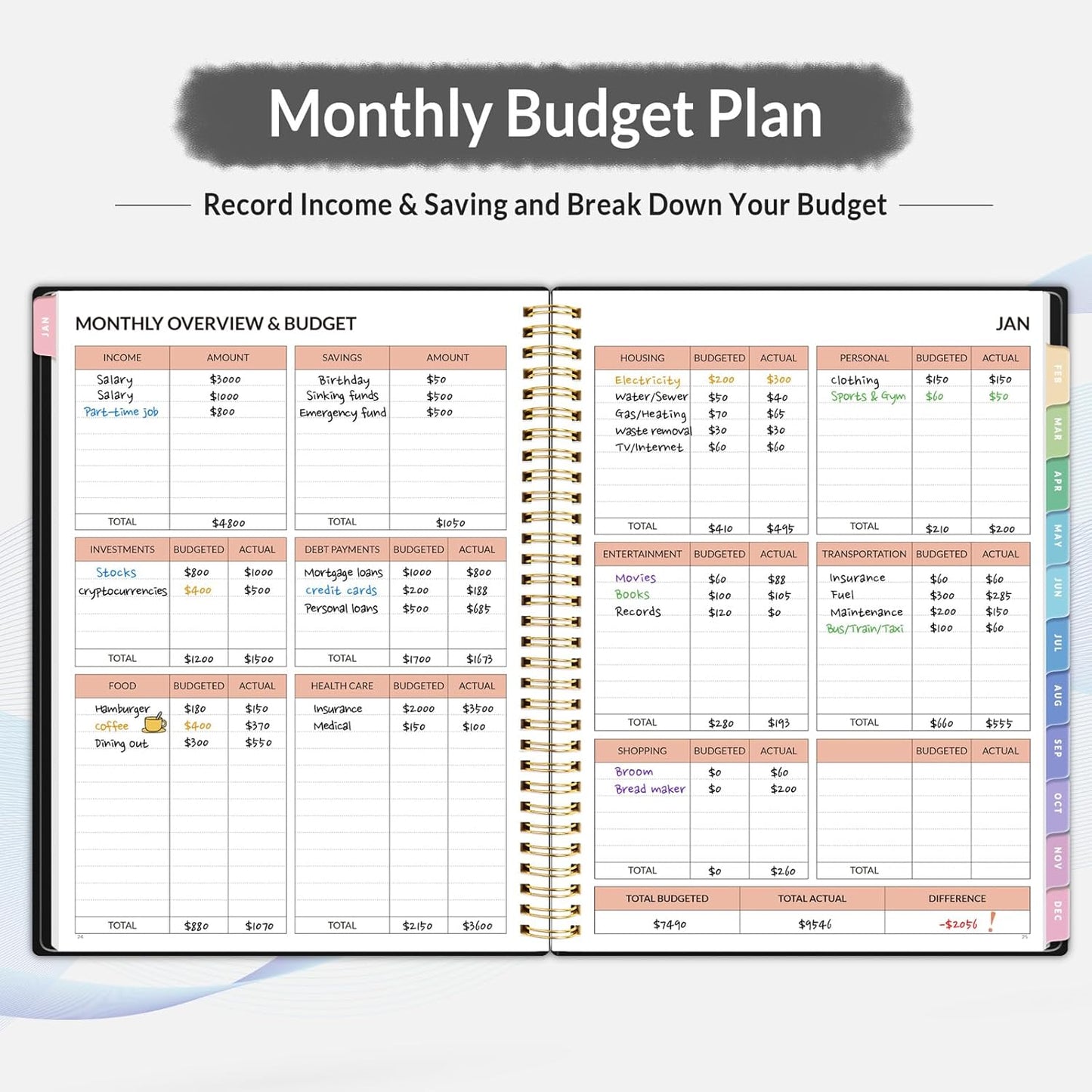 2026 Budget Planner - Monthly Budget Book from JAN 2026 - DEC 2026 with Expense Tracker Notebook, A4 Size (8.5" x 11") Bill Organizer & Finance Planner Account Book to Manage Your Finances, Black