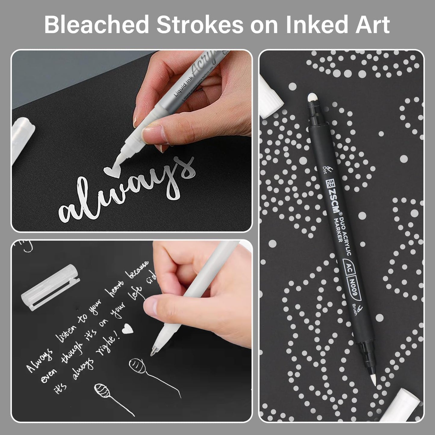 5 Pack White Acrylic Ink Pens for Drawing, Fine Point White Gel Pens, Opaque Acrylic Markers for Black Paper Drawing, Sketching, Illustration, Card Making