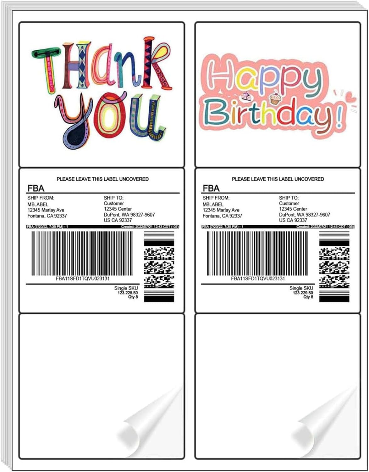 6-Up White Permanent Self Adhesive Shipping Labels 3 1/3” x 4” Printable Stickers for Laser & Inkjet Printers - 3000 Sheets - 18000 Count Labels