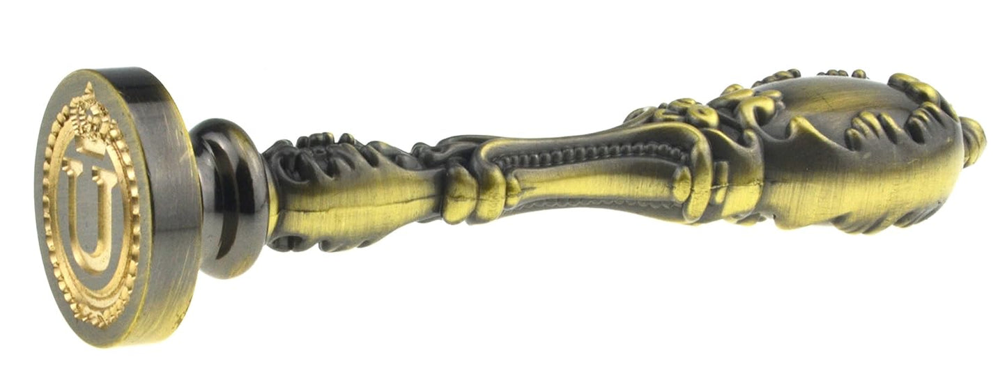 Samyo Creative Romantic Stamp Maker Classic Old-Fashioned Style Brass Color Wax Seal Sealing Stamp Vintage Antique Alphabet Initial Letter Set - (Letter U)