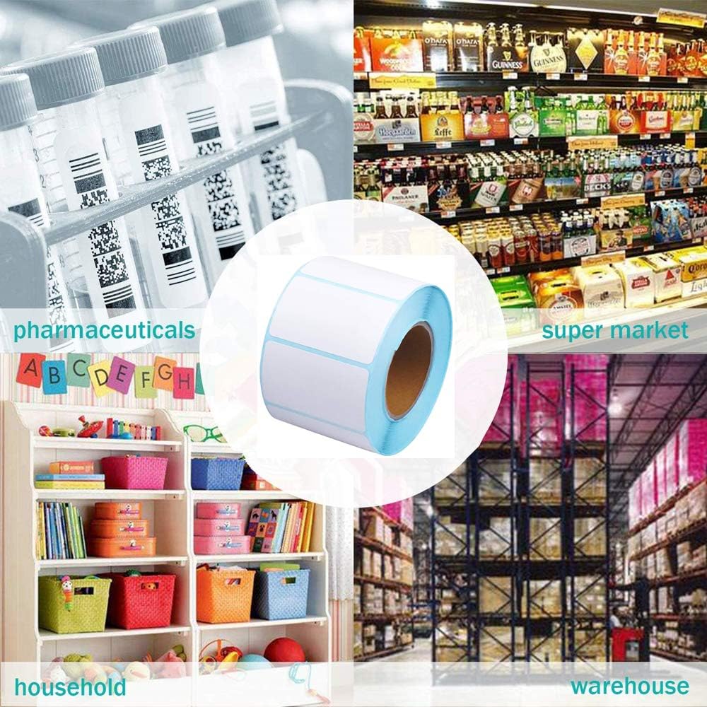 800 Self Adhesive Label Sticker Address Labels Blank Roll 50mm x 30mm Office Kitchen White Food Labels for Catering Food Jars Sticky Stickers for Office Kitchen Printer