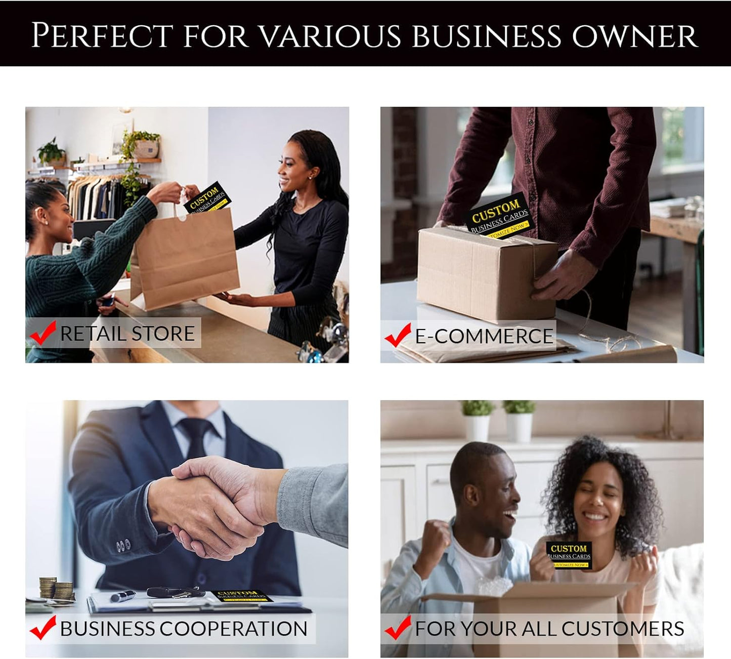 Custom Business Cards Personalized Business Cards for Small Business 300gsm Matte Paper Front & Back Sides Printed 3.5" x 2" - Custom Business Cards1