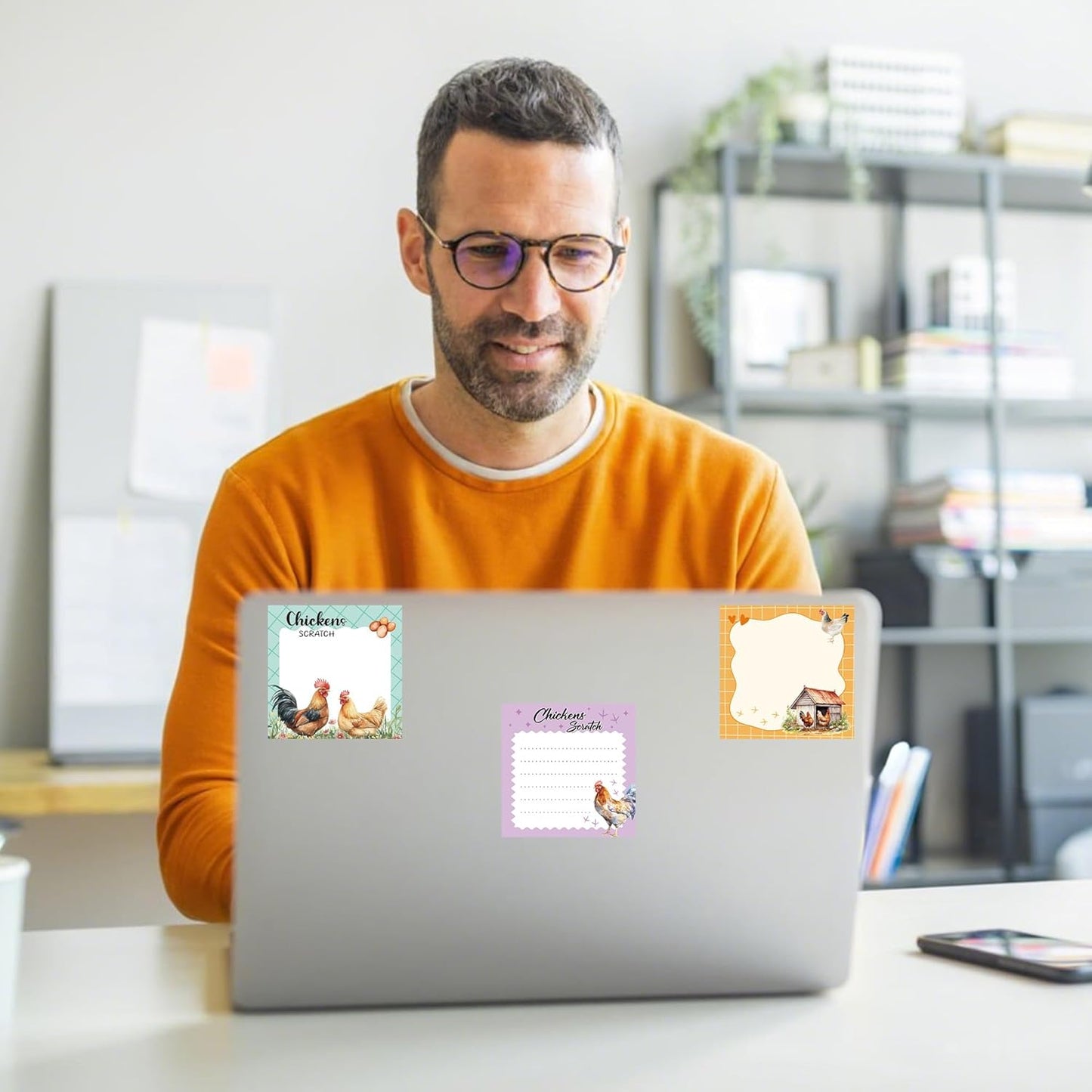 9 Pack Farm Chicken Sticky Notes Set, 450 Sheets Cute Hen and Rooster Self-Stick Notepads with Country Coop Designs, Fun Gifts for Women Chicken Lovers or Office Use